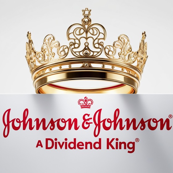 A Johnson & Johnson logo with a crown, symbolizing its status as a Dividend King