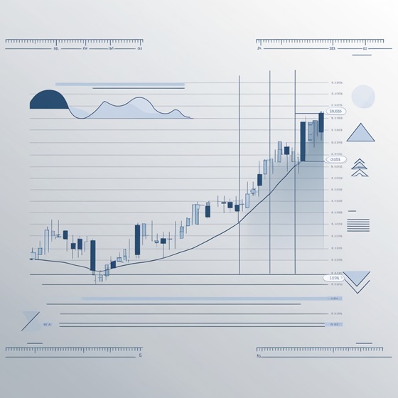 A stock chart with dividend-related technical indicators and patterns, symbolizing the integration of technical analysis and dividend investing